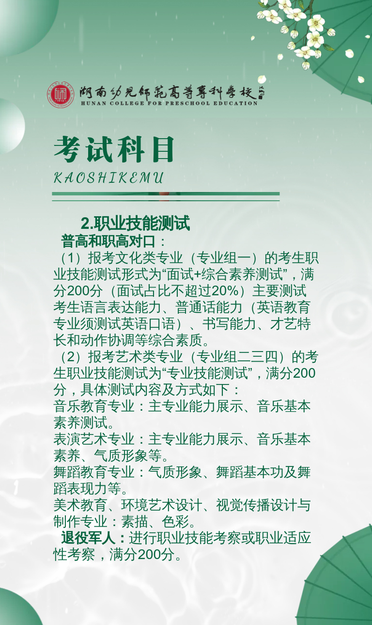 湖南幼兒師范高等?？茖W(xué)校2022年單獨(dú)招生簡章(圖7)