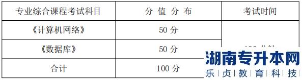 湖南信息學(xué)院專業(yè)綜合課程考試科目、分值分布及考試時(shí)間