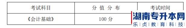 湖南信息學院2022年《會計學專業(yè)》專升本考試科目，分值分布及考試時間