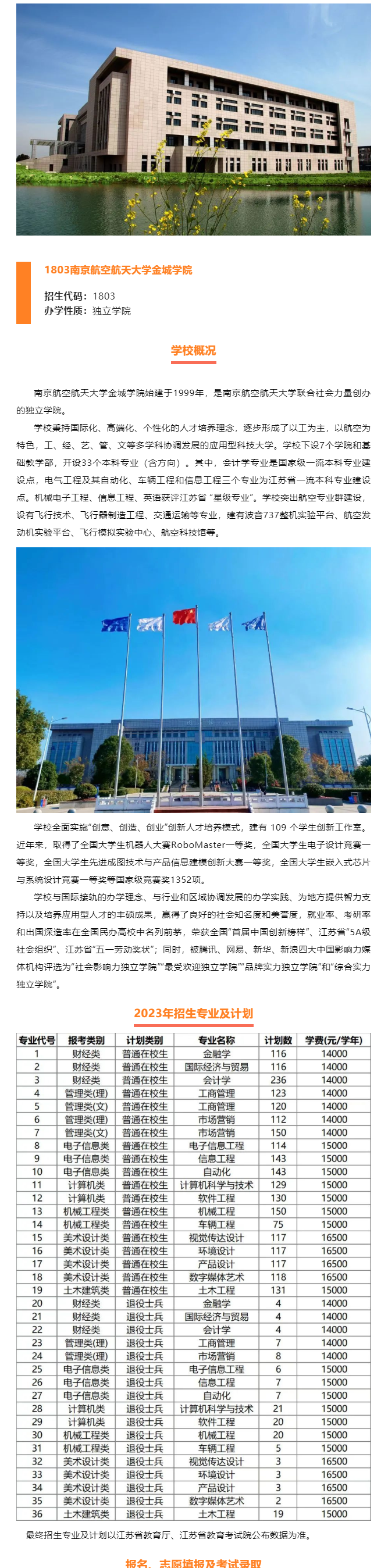2023年南京航空航天大學金城學院“專轉本”招生簡章公布！(圖1)