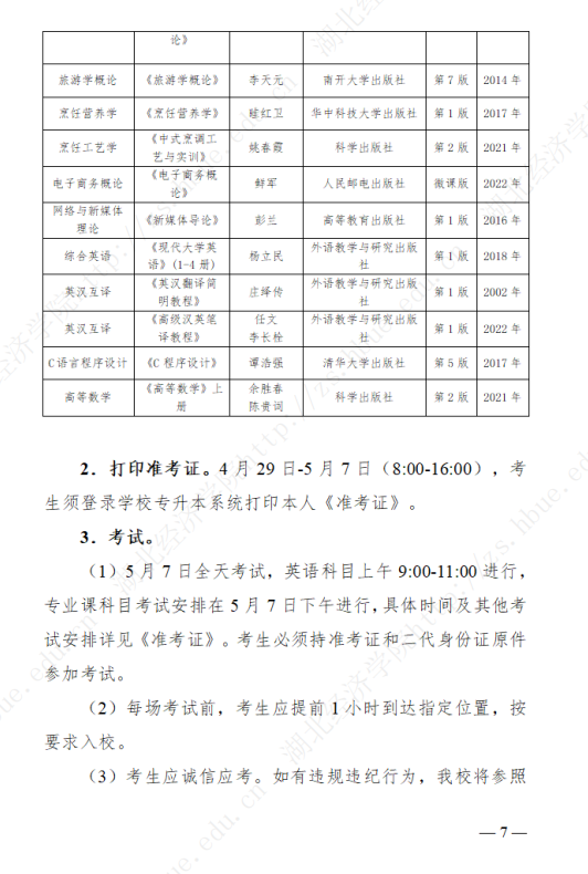 2023年湖北經(jīng)濟(jì)學(xué)院專升本招生簡章公布(圖7)