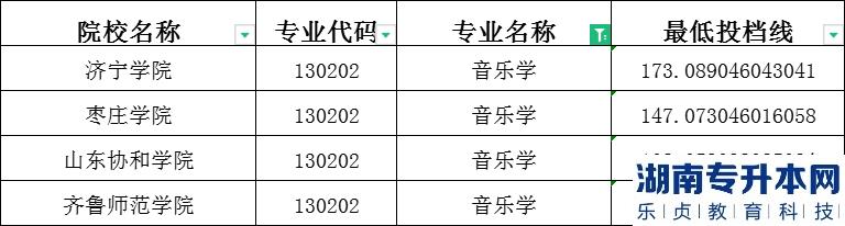 2023年山東專升本音樂學(xué)建檔立卡投檔分?jǐn)?shù)線