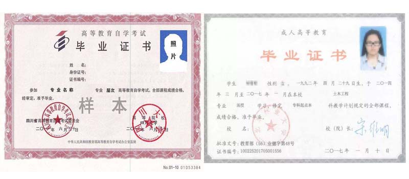 自考本科和成考本科畢業(yè)證對(duì)比